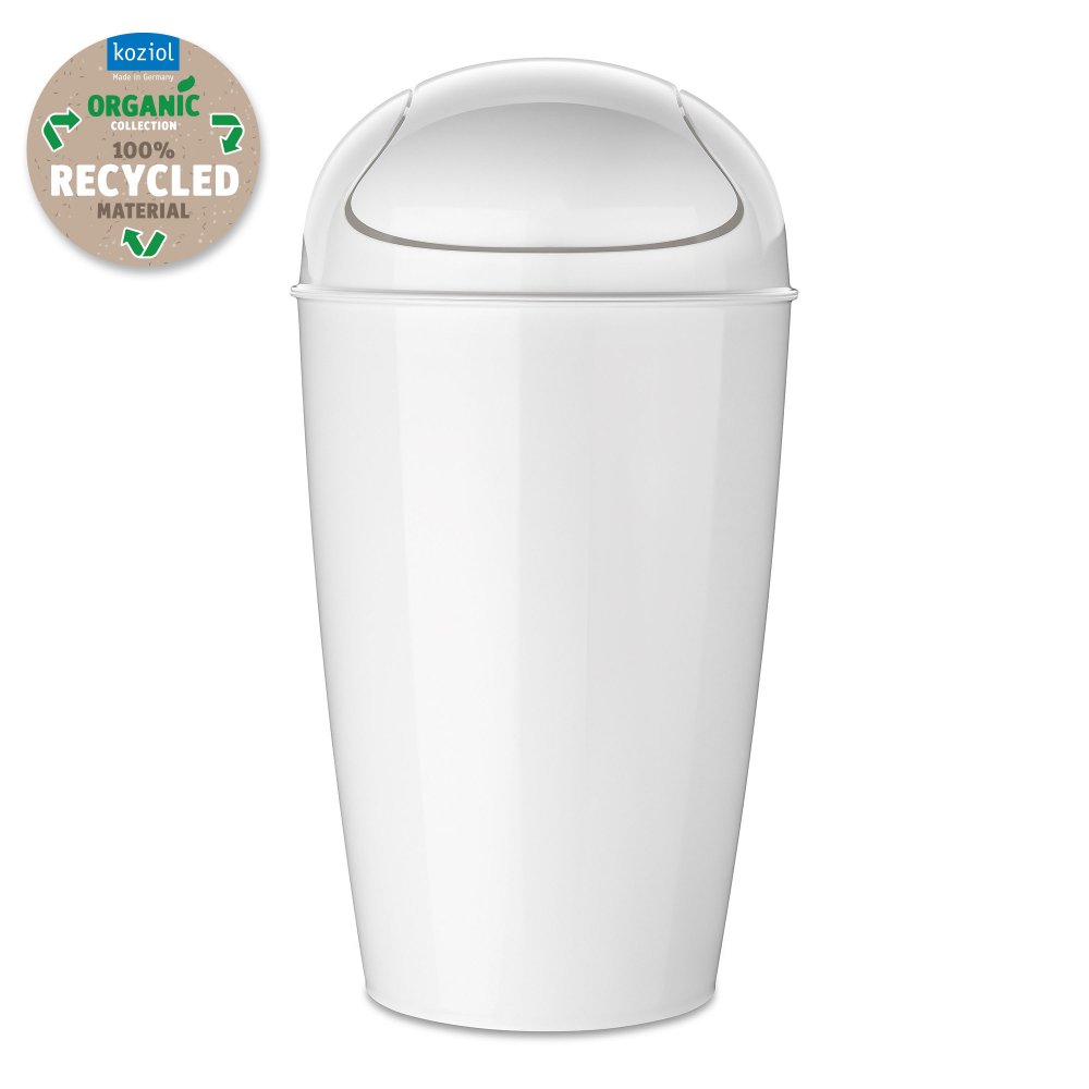 DEL XL Swing-Top Wastebasket 30l recycled white