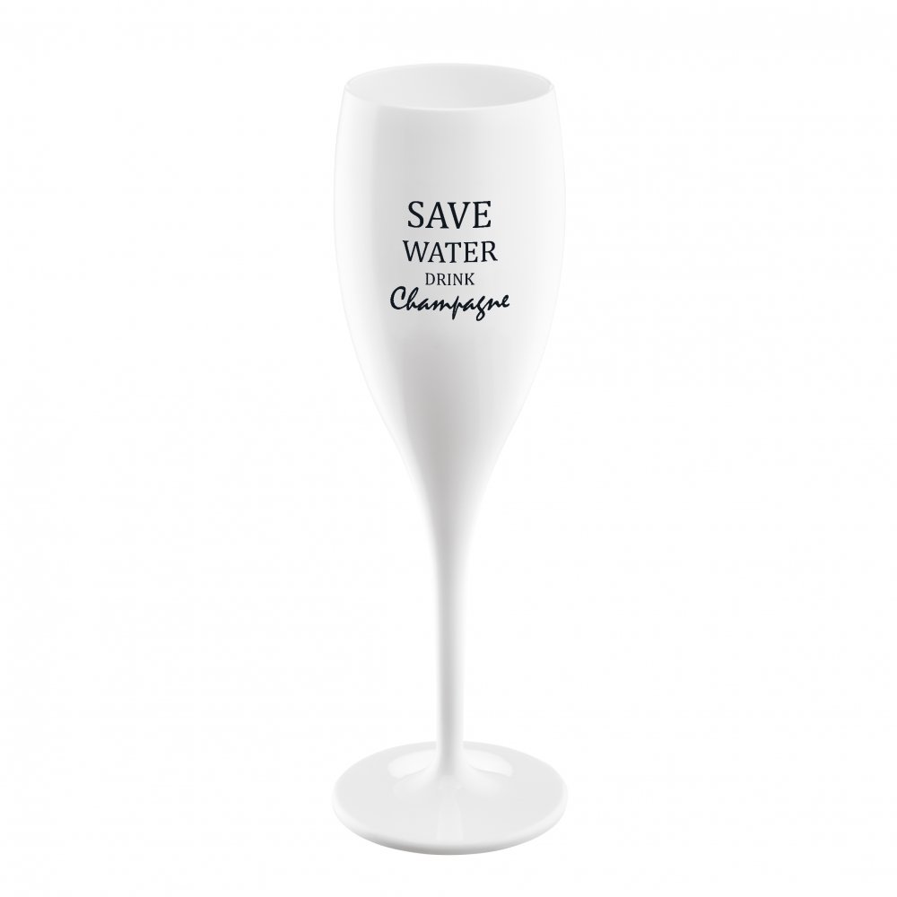 CHEERS NO. 1 SAVE WATER DRINK CHAMPAGNE Superglas 100ml with print cotton white