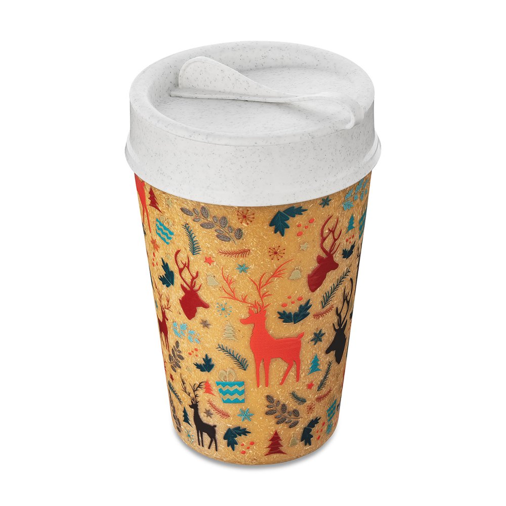 ISO TO GO RODOLF & CO. Double walled Cup with lid 400ml recycled nature/org.white