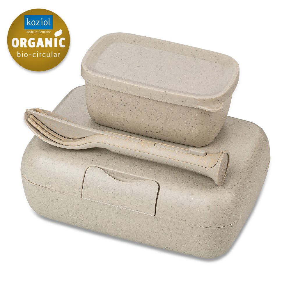 CANDY READY Organic Lunchbox-Set + Besteck-Set nature desert sand