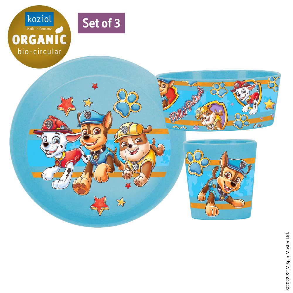 CONNECT PAW PATROL Small Plate+ Bowl + Cup organic blue paw patrol