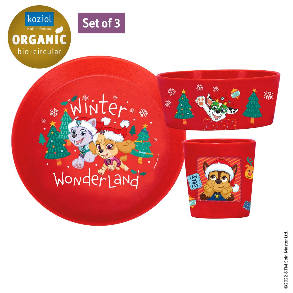 CONNECT PAW PATROL WINTER WONDERLAND Small Plate, Bowl, Cup organic ruby red