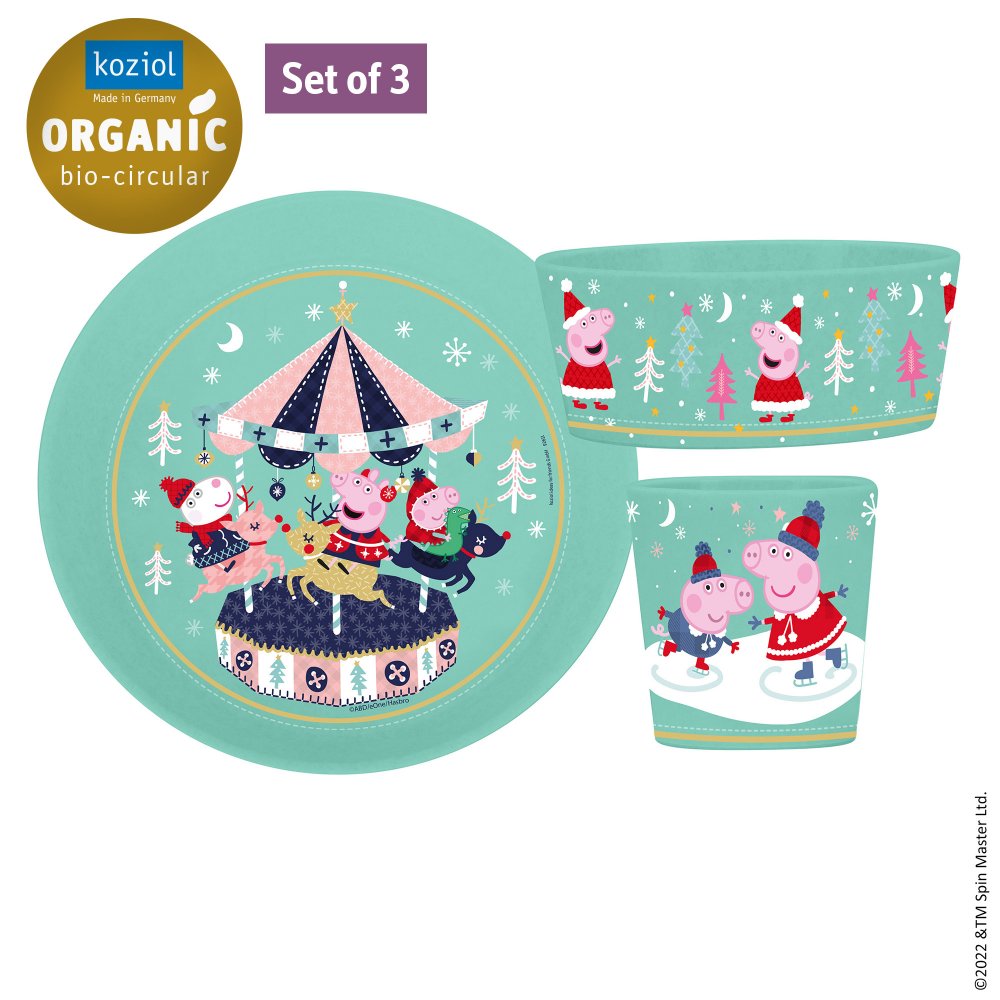 CONNECT PEPPA PIG WINTER WONDERLAND Small Plate, Bowl, Cup organic sage blue